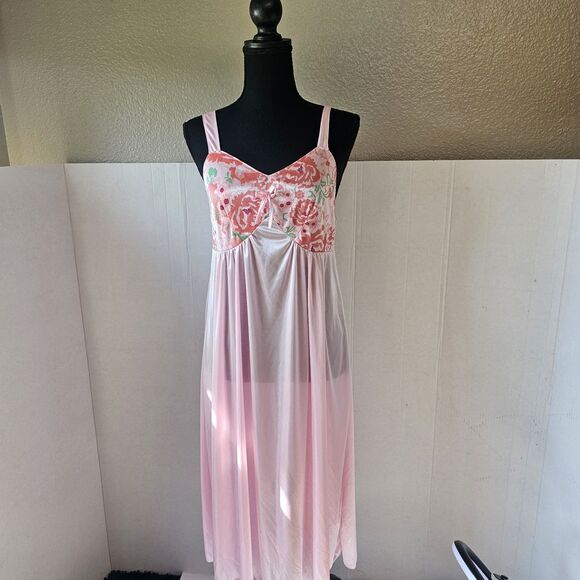 Cozee Corner Women's Robe Gown Set Pink Floral Sz Large Lightweight Comfort F101 - Picture 1 of 10